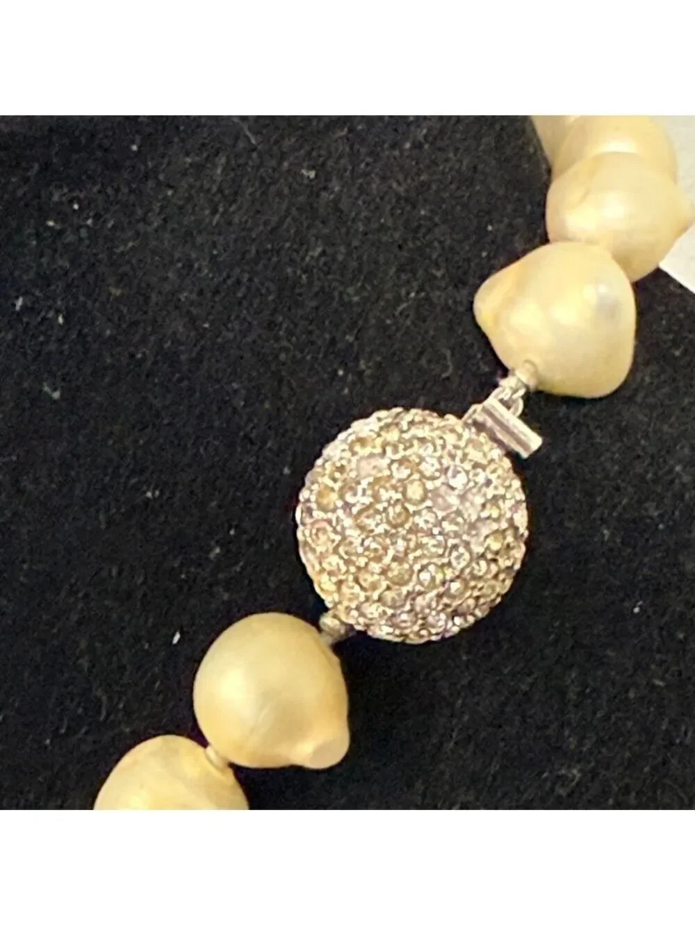 Les Bernard Champagne Faux Baroque Large Pearl Necklace